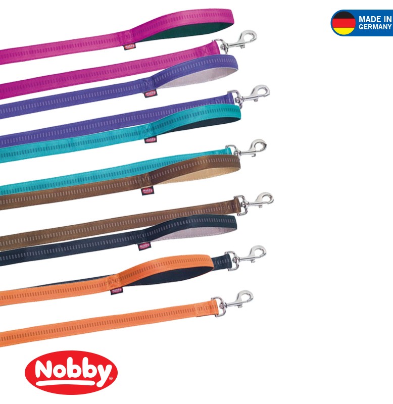 NOBBY SOFT GRIP LAISSE RÉGLABLE EN NYLON POUR CHIEN ROUGE 20 MM X 2M